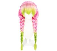 XIEXIESHER Anime Kanroji Mitsuri Pelucas, Mitsuri Cosplay Wig con gorro de peluca libre, 80 cm, circunferencia de la cabeza, peluca de personaje, peluca de disfraz, apta para niñas pequeñas, Halloween