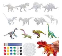 XIEXIESHER Dinosaurios Juguetes Figuras Para Pintar con 12 Figuras 18 Pinturas 3 Paletas 3 Pinceles Kit Manualidades Regalos y Juguetes Set Cumpleaños