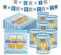 XIEXIESHER Oktoberfest Deko Set,12 Windlicht Tischdeko Oktoberfest, "PROST", 20 servilletas con temática Oktoberfest, mesa decorativa Oktoberfest Party, Bayern Deko Oktoberfest Set