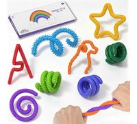 XIEXIESHER Pack de 8 Juguetes Sensoriales Texturizados Palos de Silicona, Fidget Toys Sensoriales, para el TDAH, Autismo, Aliviar la Ansiedad y el Estrés, Cuerdas de Viaje