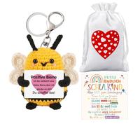 XIEXIESHER Patate Positive, Abeja, Regalo Escolar Carta Inicio Curso, Porta Llaves y Saco Incluido, Ideal para Amigos Niños Maestros, Regalo Chistoso Económico, Regalo Útil para Mujer