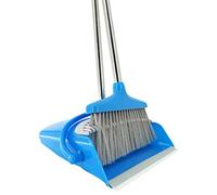 Xifando Juego de Escoba y recogedor Extensible de Mango Largo, Acero Inoxidable Ligero, Escoba y recogedor para Cocina, vestíbulo, Oficina, Sala de Estar, hogar, Interior o Exterior (Azul)