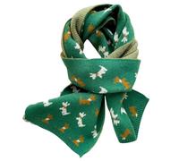 Xifrica Bufanda Calentita Navidad Estampado Perritos Navideños Perfecto para días de otoño e invierno. Bufanda de color verde con diseño de perritos. Talla única.