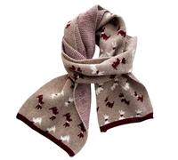 XIFRIKA Bufanda Calentita de Colores Estampado Perritos Perfecto para días de otoño e invierno. Colores disponibles beige, verde y marrón. Talla Unica.