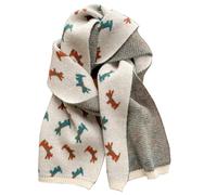 XIFRIKA Bufanda Suave de Invierno para Mujer con Estampado de Perritos | Pañuelo de Invierno y Otoño, Colores beige, verde y marrón. Suave, cálida y cómoda,Talla única.