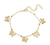 XIGAWAY 5 tobilleras de mariposa para mujeres y hombres, pulsera tobillera de gota de mariposa hueca, minimalista, vintage, oro plateado, otoño 2026, One Size, Metal, Sin piedra preciosa