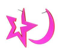 XIGAWAY Acrílico brillante Halloween divertido gran luna estrella pendientes pendientes mujer joyería