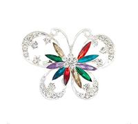 XIGAWAY Broche de aleación de mariposa floral con detalles de cristal, elegante pin de aleación para mujer, diseño floral de estilo coreano (empaquetado individualmente)