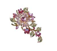 XIGAWAY Broche de cristal floral para mujer, estilo vintage, aleación de zinc, multifuncional, talla única, Zinc