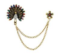 XIGAWAY Broche de flor de ciruelo con flecos de cadena de cristal, elegante pin antihuecos, tono dorado de lujo