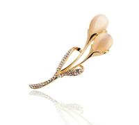 XIGAWAY Broche de tulipán floral vintage con piedra de opalita, pin de solapa de aleación dorada y plateada para mujer, talla única, Metal