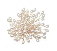 XIGAWAY Broche floral de perlas artificiales, elegante pin de borla para atuendo de boda