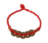 XIGAWAY Chino Feng Shui Riqueza Monedas de cobre de la suerte Pulseras de cadena roja, Telas,