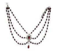 XIGAWAY Collar con colgante de aleación de rosa vintage roja para mujer, cadena ajustable galvanizada