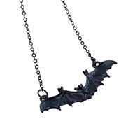 XIGAWAY Collar con colgante de animal de Halloween para mujer, gargantilla de aleación de zinc estilo hip hop con cadena de eslabones en O, joyería ajustable de 31 a 40 cm, color negro y plata