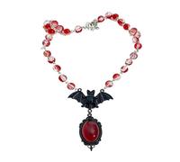 XIGAWAY Collar con colgante de araña de sangre para hombres y mujeres, collar gótico de calavera de cristal de Halloween, joyería de aleación ajustable de 41-50 cm, color 6455 6456, 1, Metal, Sin