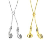 XIGAWAY Collar con colgante de auriculares para hombres y mujeres, regalo para amantes de la música, joyería unisex de oro y plata para parejas, 1, Zinc, Sin piedra preciosa