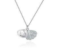 XIGAWAY Collar con colgante de concha, cadena geométrica de eslabones en O con colores oro blanco y oro rosa, ajustable de 21 a 50 cm, joyería unisex de estilo playa para mujeres y hombres, 1