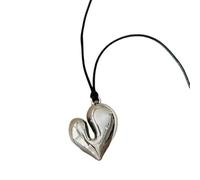 XIGAWAY Collar con colgante de corazón ajustable, cadena larga de punto de cordón negro con dije de corazón, aleación de zinc chapada en plata, color negro, rojo y plateado para mujer, 1, Zinc, No es