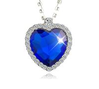 XIGAWAY Collar con colgante de corazón para mujer, gargantilla minimalista de cristal azul con corazón rojo, cadena de aleación galvanizada, joyería estética fresca de 45 cm, 1, Metal, Sin piedra