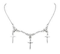 XIGAWAY Collar con colgante de cruz de goteo dramático vintage para unisex, dije gótico de metal líquido, cadena de plata antigua, 1, Metal, Sin piedra preciosa