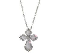 XIGAWAY Collar con colgante de cruz para mujer, esmalte y cristal, cadena ondulada