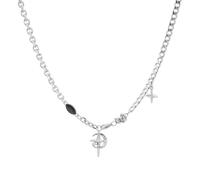 XIGAWAY Collar con colgante de estrella negra unisex, acero de titanio, cruz geométrica, cadena tórica de 50 cm, regalo de joyería