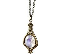 XIGAWAY Collar con colgante de flor de lágrima vintage para mujer, dije estilo piedra lunar, cadena ajustable de bronce y plata, regalo de joyería, 1, Metal, Sin piedra preciosa