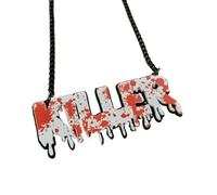 XIGAWAY Collar con colgante de gota de sangre de estilo gótico, gargantilla con temática de terror alternativo con dije de letra personalizada, cadena O para mujer, 1, Acrílico, No es una piedra