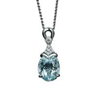 XIGAWAY Collar con colgante de lágrima azul aguamarina para mujer, collar de aleación chapado en plata con piedras de circonita cúbica, cadena de agua de 20-31 pulgadas, regalo del día de San Valentín
