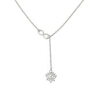 XIGAWAY Collar con colgante de loto hueco para mujer, gargantilla de aleación floral de 8 figuras, cadena de ondas de agua de oro y plata, 64 cm de longitud, 5,14 g, 1, Metal, Sin piedra preciosa