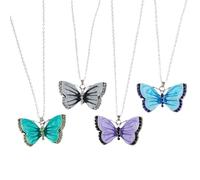 XIGAWAY Collar con colgante de mariposa esmaltado vintage para mujer, dije floral acentuado con diamantes de imitación, colorido regalo de joyería inspirado en la naturaleza, 1, Metal, Sin piedra