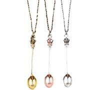 XIGAWAY Collar con colgante de mini cuchara para hombres y mujeres, collar de cadena de cruz de aleación chapada en oro rosa, color negro, plata, oro y oro rosa, 1, Metal, No es una piedra preciosa