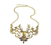 XIGAWAY Collar con colgante de reno de metal para mujer, collar hueco de aleación de oro y plata, colgante de 10 x 8 cm con cadena ajustable de 45 + cm, joyería de moda OL de 54 g, 1, Metal, No es una