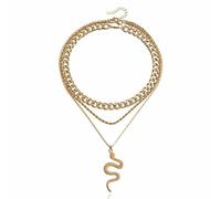 XIGAWAY Collar con colgante de serpiente para mujer, cadena de serpiente chapada en oro, ajustable de 31 a 40 cm, elegante regalo de joyería de estilo natural, 1, Metal, No es una piedra preciosa