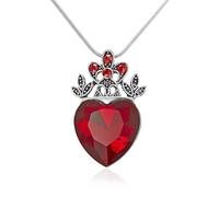 XIGAWAY Collar con colgante en forma de corazón rojo para mujer, elegante cadena de serpiente con acento de cristal, joyería para uso diario