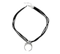 XIGAWAY Collar con colgante geométrico de luna creciente para mujer, dije de luna con cuernos, cadena ajustable de aleación de plata, regalo de joyería