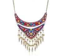 XIGAWAY Collar con colgante geométrico vintage para mujer con diamantes de imitación, cadena de serpiente ajustable de 21 a 50 cm, joyería de aleación de estilo tribal