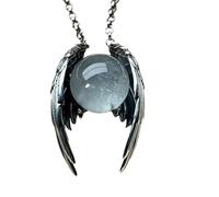 XIGAWAY Collar con colgante vintage de alas de fantasma, aleación de plata envejecida, cadena en forma de O, unisex, joyería casual para mujeres y hombres, 41-50 cm, 1, Metal, Sin piedra preciosa