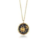 XIGAWAY Collar con colgante vintage de sol y luna para mujer, dije de circonita cúbica de oro plateado, cadena de onda ajustable de 21 a 50 cm, regalo de joyería, 1, Metal, Sin piedra preciosa