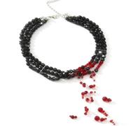 XIGAWAY Collar con flecos de gota de sangre para mujer, joyería de cadena gótica multicapa con cuentas oscuras