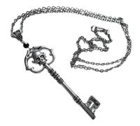 XIGAWAY Collar con llave de esqueleto, cadena de cruz de plata envejecida, joyería gótica, 51-60 cm, collar unisex de estilo vintage para hombres y mujeres