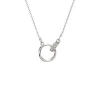 XIGAWAY Collar de anillos entrelazados, colgante geométrico de doble círculo, cadena de clavícula ajustable de aleación de 41-50 cm para mujer, estilo de oficina, 1, Metal, No es una piedra preciosa