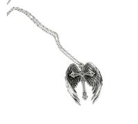 XIGAWAY Collar de cruz con alas de ángel para mujer, estilo vintage, de aleación de plata, joyería de clavícula para regalo diario de oficina, 41-50 cm