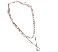 XIGAWAY Collar de cuentas de cadena en capas para mujer, gargantilla con colgante de perla de concha, regalo de joyería de resina dorada y plateada, 1, Concha, Sin piedra preciosa