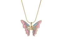 XIGAWAY Collar de mariposa grande para mujeres y hombres, colgante de aleación, gargantilla multicolor de oro rosa plateado, cadena de eslabones cruzados de más de 20 pulgadas, estilo dulce y fresco