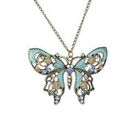 XIGAWAY Collar de mariposa vintage para mujer, colgante de esmalte y diamantes de imitación, joyería de mariposa colorida para regalo de viaje, 25 g