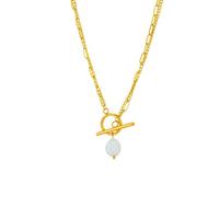 XIGAWAY Collar de perlas de acero de titanio dorado con cierre OT, gargantilla geométrica unisex para mujeres y hombres