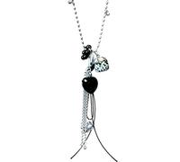 XIGAWAY Collar largo con colgante de corazón de piedra moteada de aspecto natural para mujer, cadena de suéter de resina con dije de uva, 41-50 cm, regalo de joyería dulce, 1, Cristal sintético, Sin