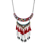 XIGAWAY Collar vintage con colgante de hoja de flecos, aleación multicolor geométrica para mujer, cadena de serpiente ajustable